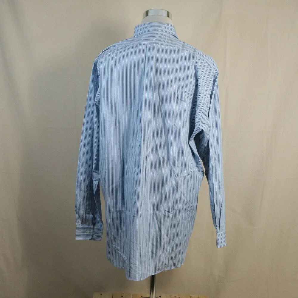 Polo Ralph Lauren XL Classic Fit Button Down Blue Striped 100% Cotton Mens